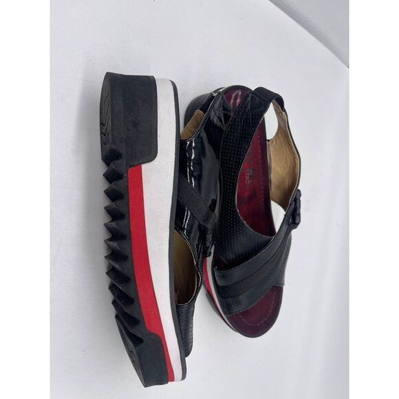 Adrienne Vittadini Women Black Slingback Platform Cross Front Sandal Size 8 - Picture 8 of 10